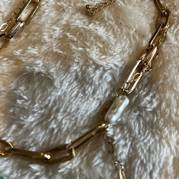 NEW NORDSTROM Oval Freshwater Pearl Link & Bead 2-Layer Necklace - Picture 6 of 9